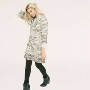 Lou & Grey Marled Gray Cowl Neck Knit Mini Sweater Dress